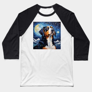 Greater Swiss Mountain Dog Starry Night Baseball T-Shirt